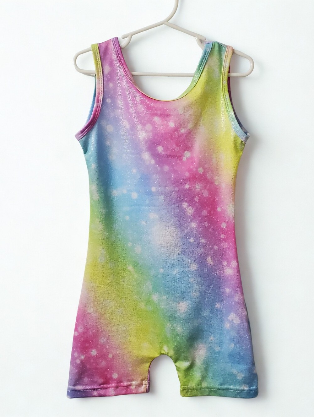 Girls Gymnastics Leotard With Shorts One Piece Rainbow Multicolored, Dance Leo